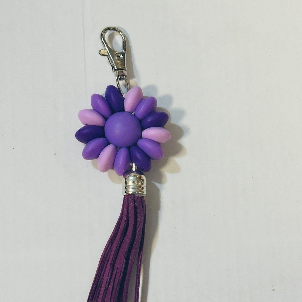 Purple Flower Tassel Keychain